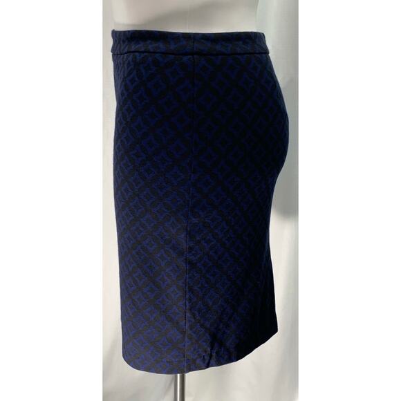 50% OFF Dana Buchman Skirt Diamond Pattern Pencil Blue Black Knee Length - Picture 2 of 7